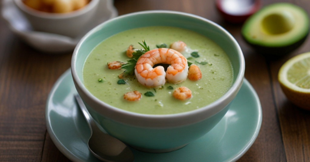 Chilled Avocado Soup with Shrimp