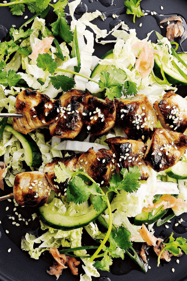 Sticky Pork Skewers With Wombok Slaw