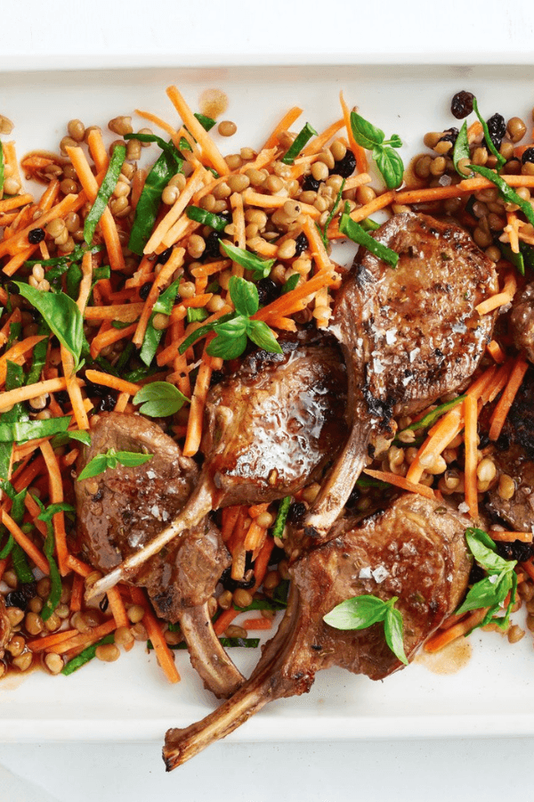 Sticky Honey Lamb With Carrot and Lentil Slaw