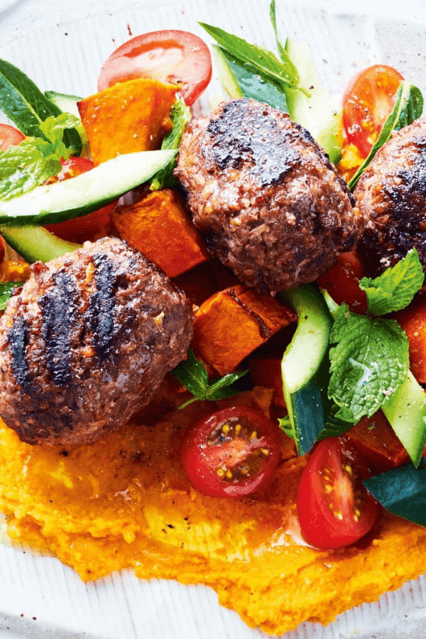 Beef Kibbeh With Roasted Pumpkin Hummus