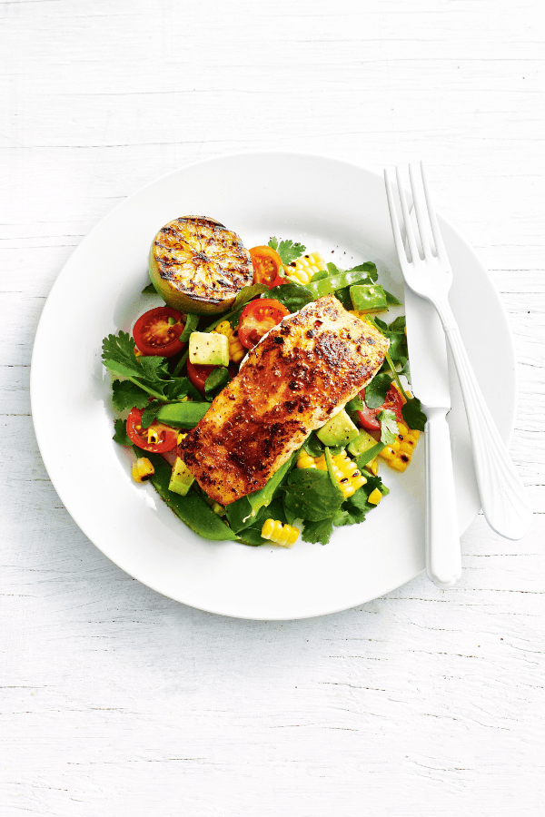 Piri Piri Fish With Charred Corn Salad