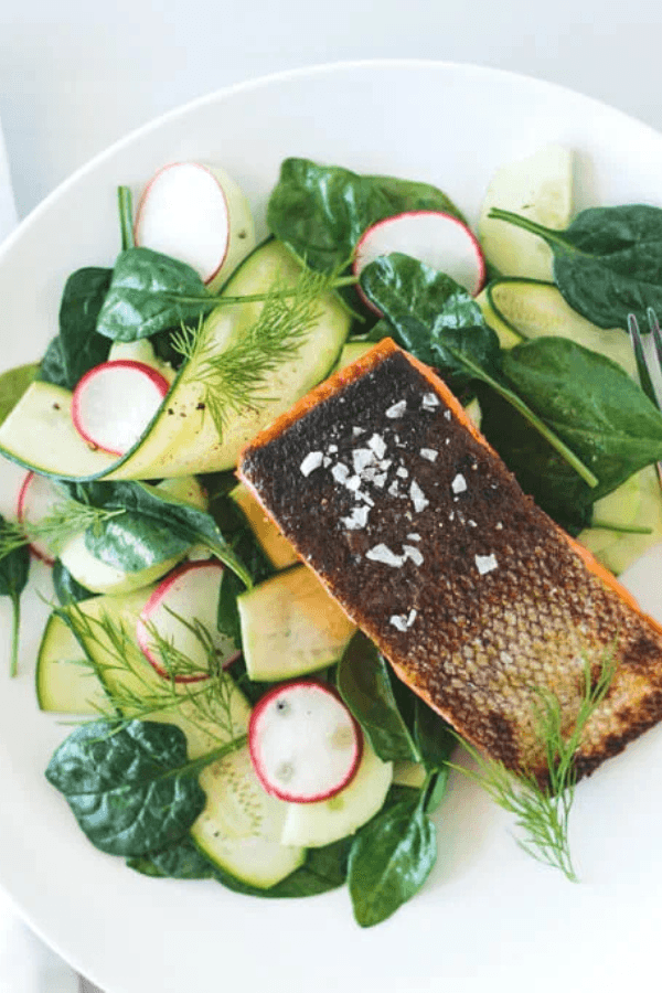 Crispy Salmon With Zucchini Salad