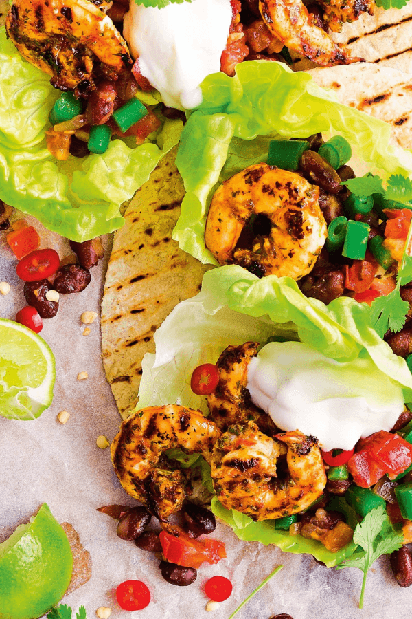 Spicy Prawn Tacos With Bean Salad