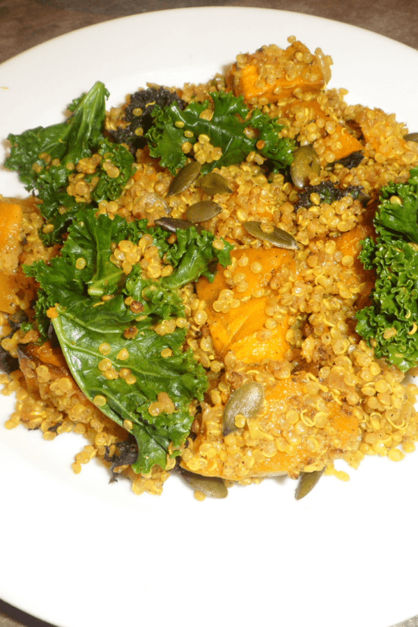 Kale, Quinoa, and Roasted Pumpkin Pilaf